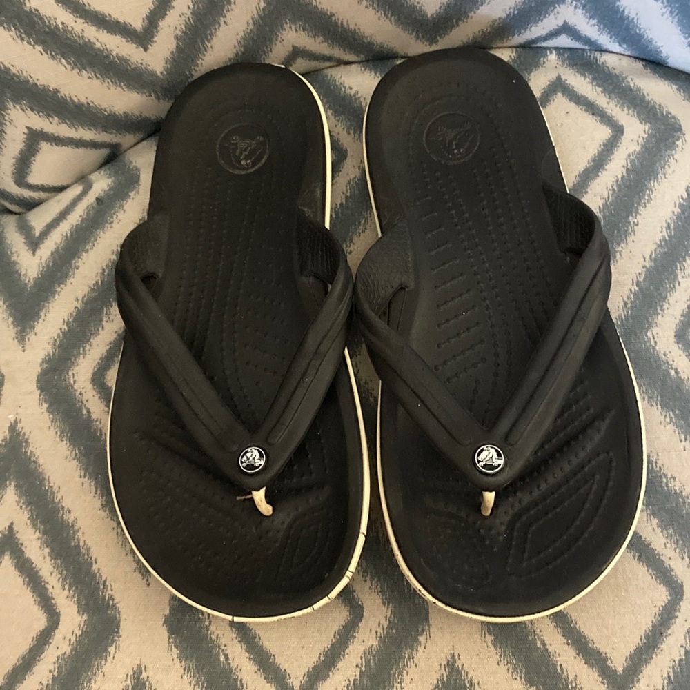 Crocs Black Flip‎ Flops 7 🌸